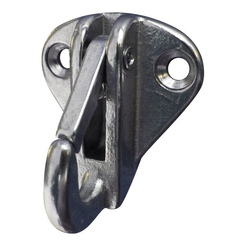 A4 Stainless Steel Plate Hook with a Spring Catch, fits up to 8mm Diameter Rope/Cord