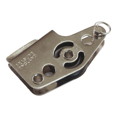 Small Pulley Block with Built-In V-Jammer and Becket, Single Block A4 Stainless Steel