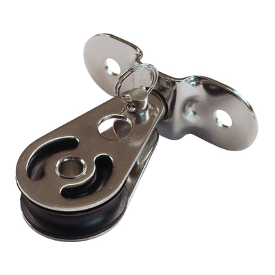 Small Pulley Block with Screw Mounting Plate and Swivel made in Stainless Steel