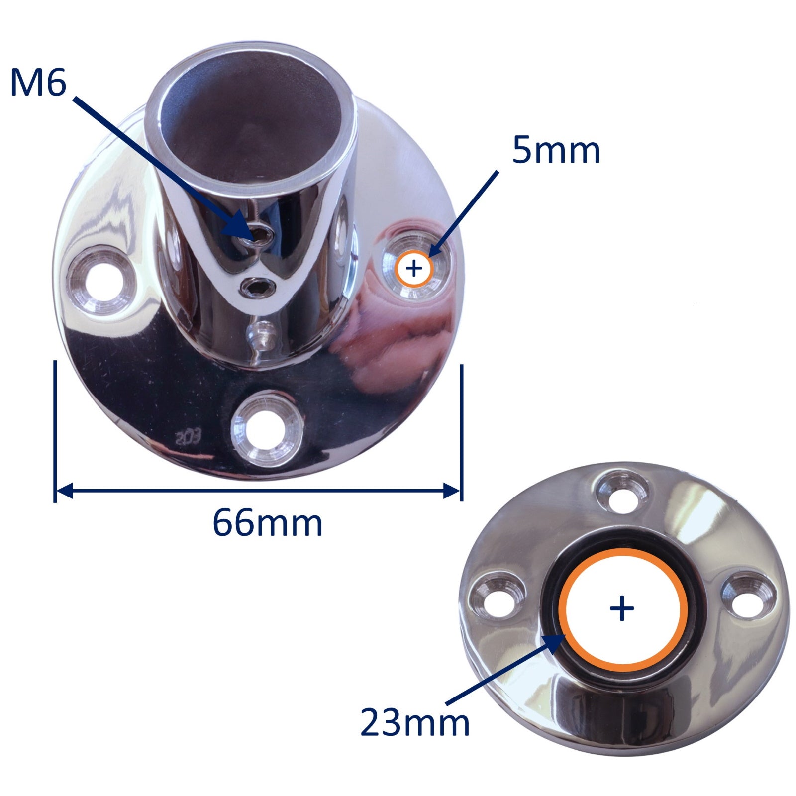 60-Degree Tube Mounting Bracket, Circular Mount, A4 Stainless Steel, F ...