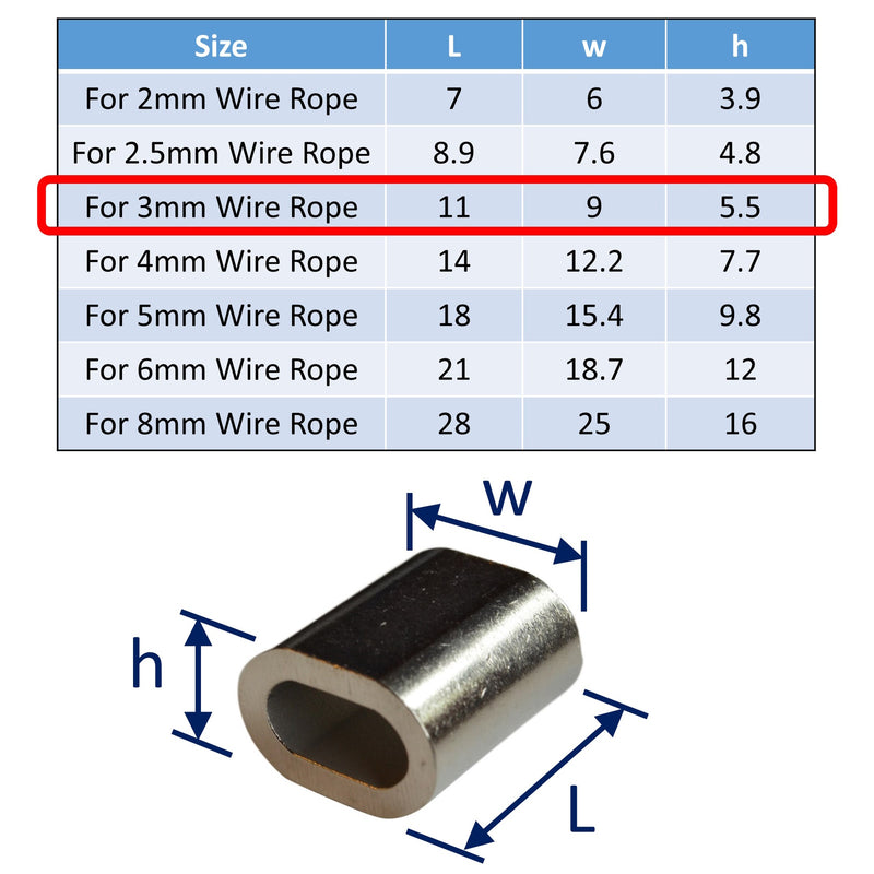Stainless Steel Ferrule For Wire Rope Crimping, Made From Solid A4-Grade Stainless Steel