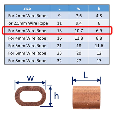Copper Ferrule for Wire Rope Crimping, Made from Copper