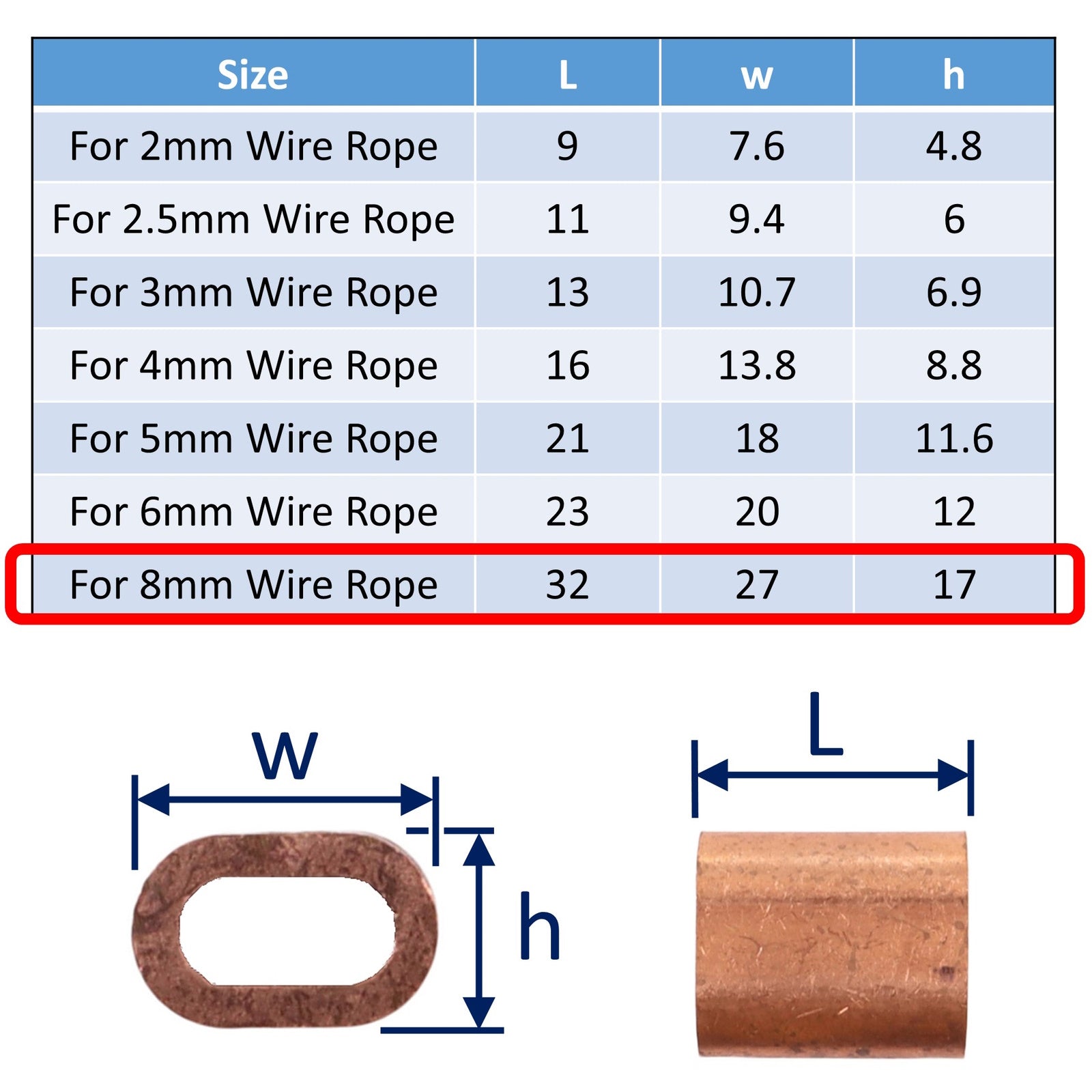 Copper Ferrule for Wire Rope Crimping, Made from Copper – Architectural ...