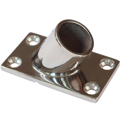 Rectangle Base 60-Degree Tube Mounting Support, Flanged, A4 Stainless Steel with 2 Grub-Screws and 4 Countersunk Screw Holes