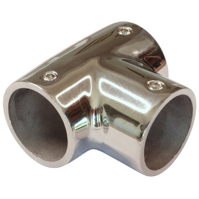 Tubular 90-Degree Tee-Fitting in A4 Stainless Steel, For Joining 30mm Diameter Tubing