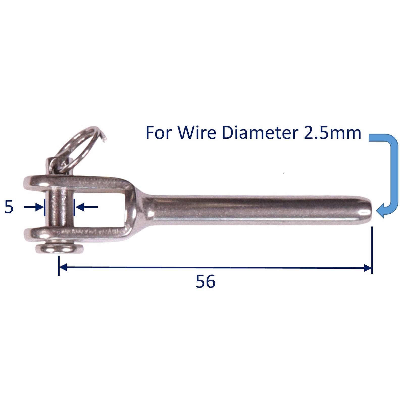 Wire Rope Swage Terminal with Fork End & Clevis Pin, made in A4 Stainl ...