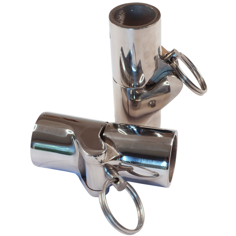 180-Degree Folding Action 25mm Tube Joint with Quick Release Pin, Made in A4-Grade Stainless Steel