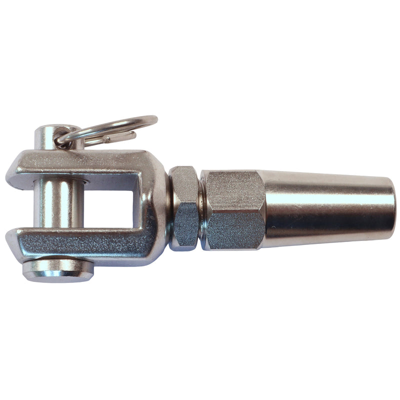Terminal Eye Fork For Wire Rope, A4 Stainless Steel, With Mechanical Grip Connection