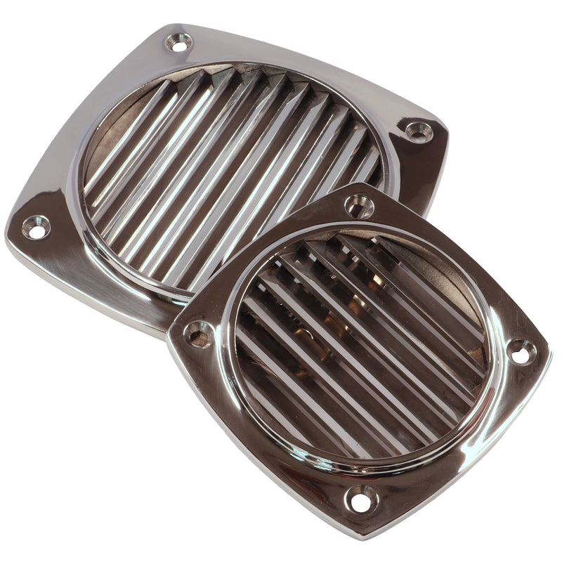 Square Slotted Vent, Cast in A4 Stainless Steel, Available in 97mm or 129mm