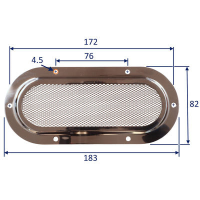 Oval Mesh Ventilation Grid/Panel, A4 Stainless Steel