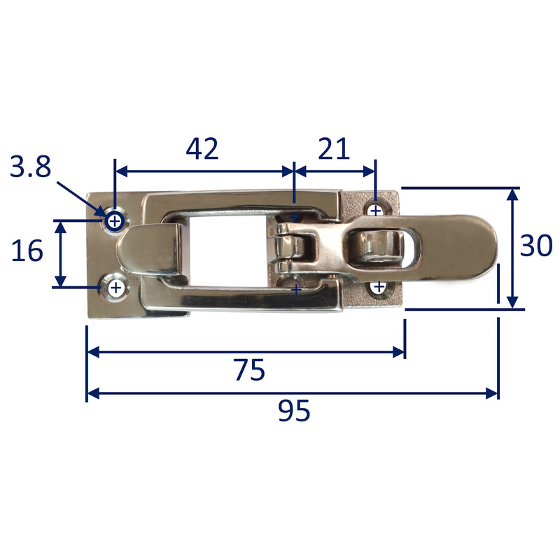 Stainless Steel Lockable Door Hasp / Hold-Down Catch Exterior Grade A4 Stainless Steel