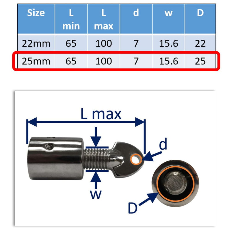 316 Stainless Steel Tube End Fitting With Adjustable Length 