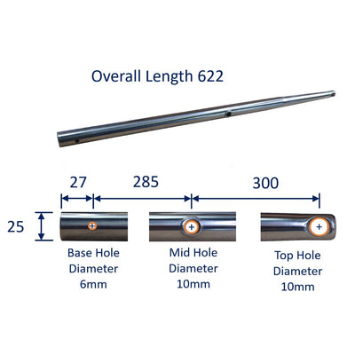 Stanchion Post/Guard Rail, 25mm Diameter, available in 3 lengths made of A4 Stainless Steel