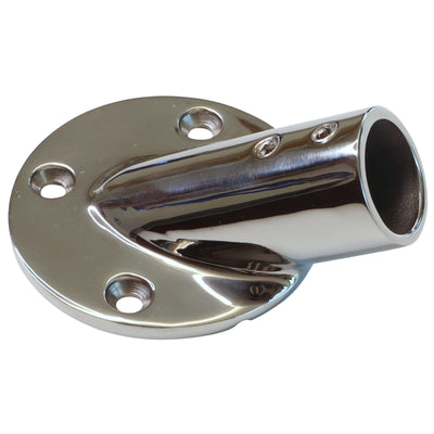 Flanged 30-Degree Tube Mounting Bracket, Circular Mount, A4 Stainless Steel, Fits 22mm Tube