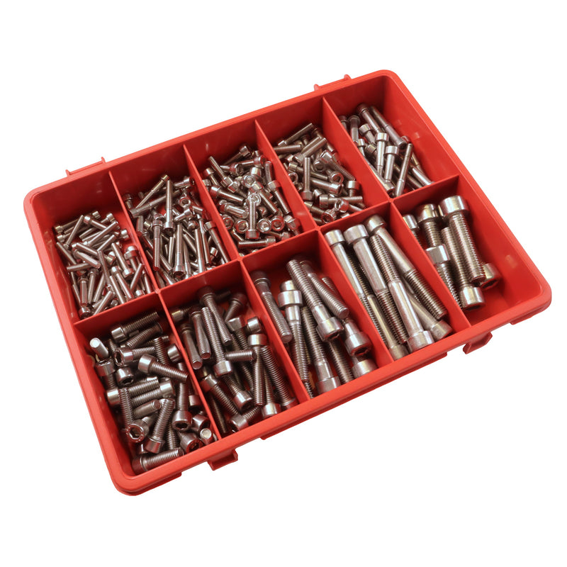 Selection Box of  Socket Caphead Set Screws / Bolts sizes M4 to M10 in A4 Stainless Steel