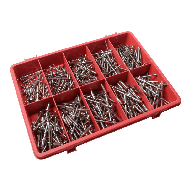 Selection Box of Pop Rivets sizes 3.2mm to 4.8mm in A4 Stainless Steel