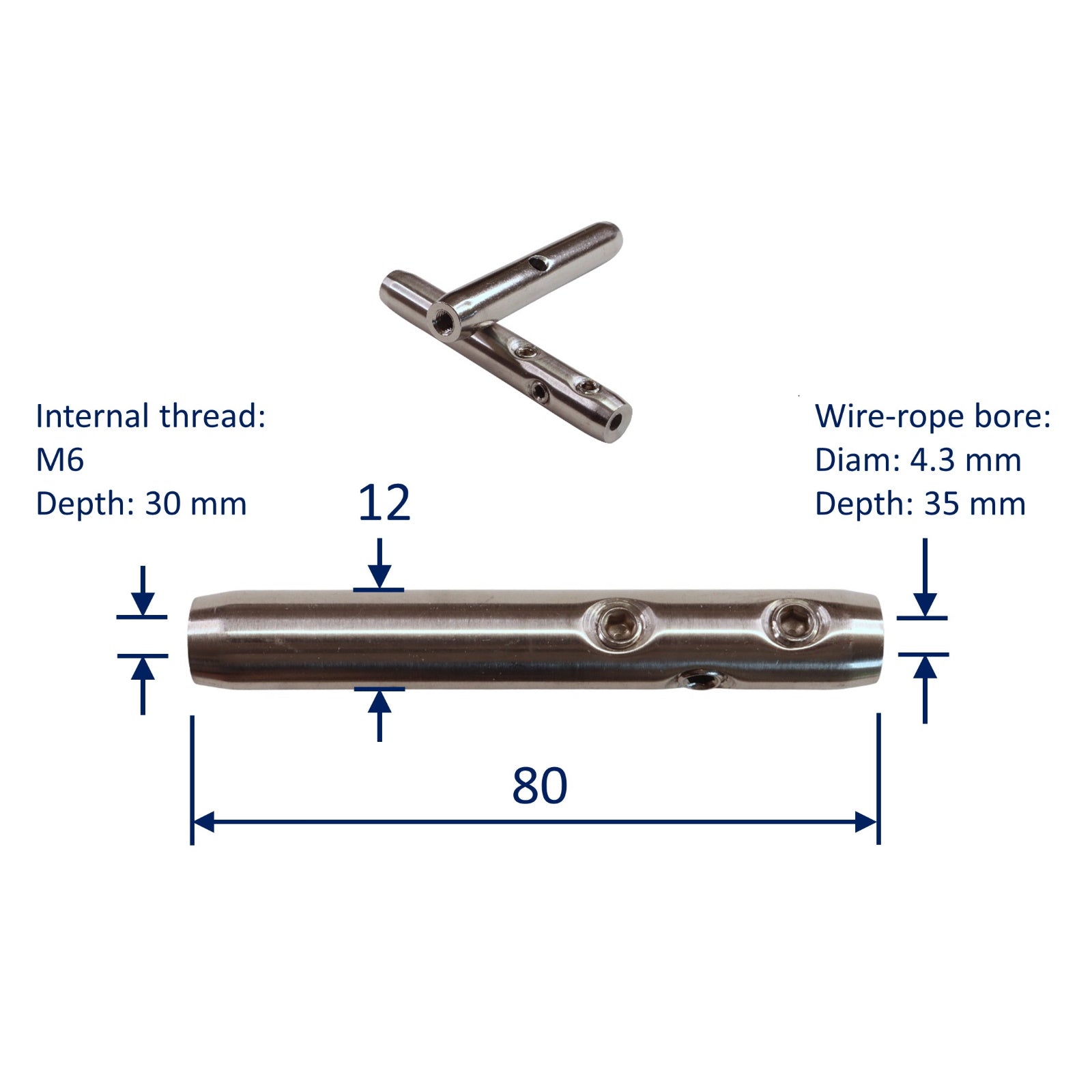 Female Metric Thread Wire Rope End Fitting, Grub-Screw Securing, A4 St ...