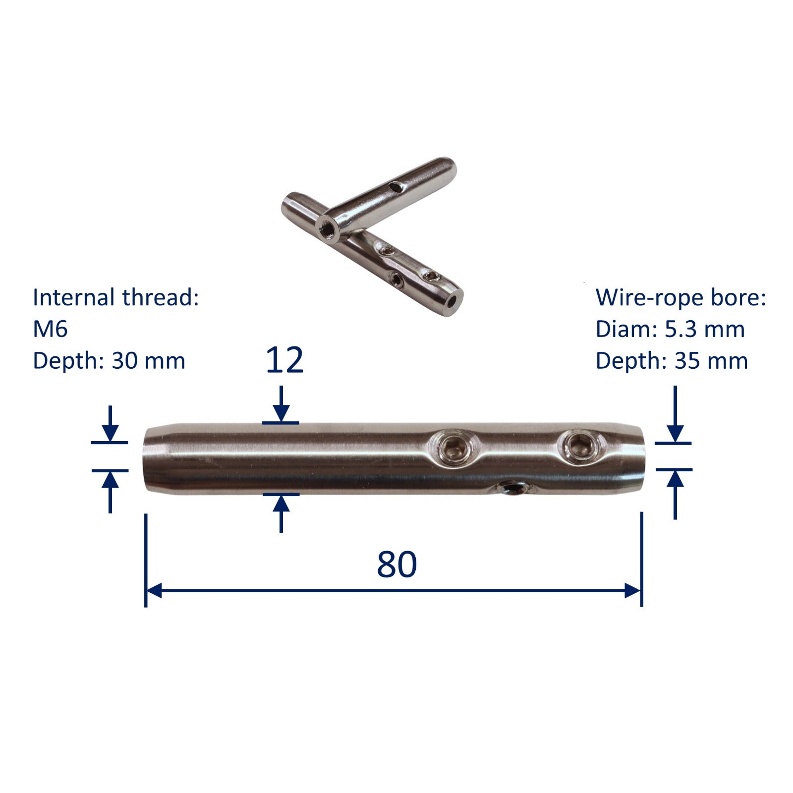 Female Metric Thread Wire Rope End Fitting, Grub-Screw Securing, A4 St ...