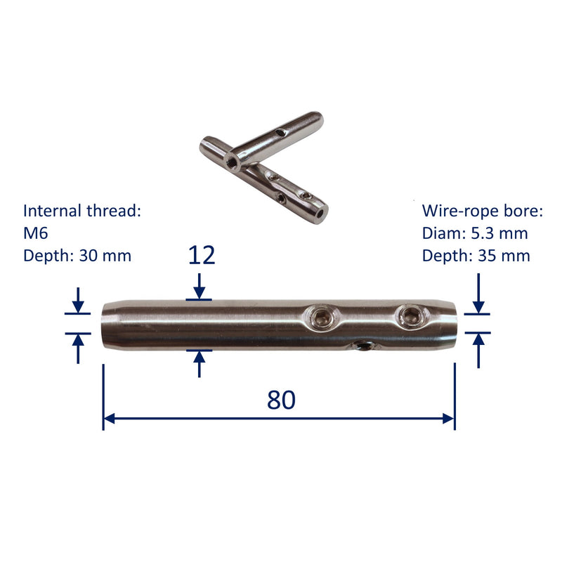 Wire Rope Threaded End Female Metric Thread Wire Rope End Fitting, Grub-Screw Securing, A4 St ...