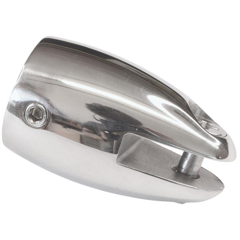 Tube End Cap With Fork End, Rounded Shape, Fits 22mm Tube, Polished A4 Stainless Steel