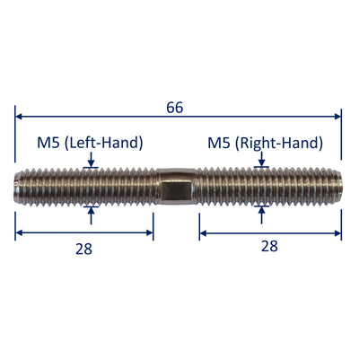 Metric Stud with Left & Right Hand Threads, Sizes M5 to M10 A4 Stainless Steel