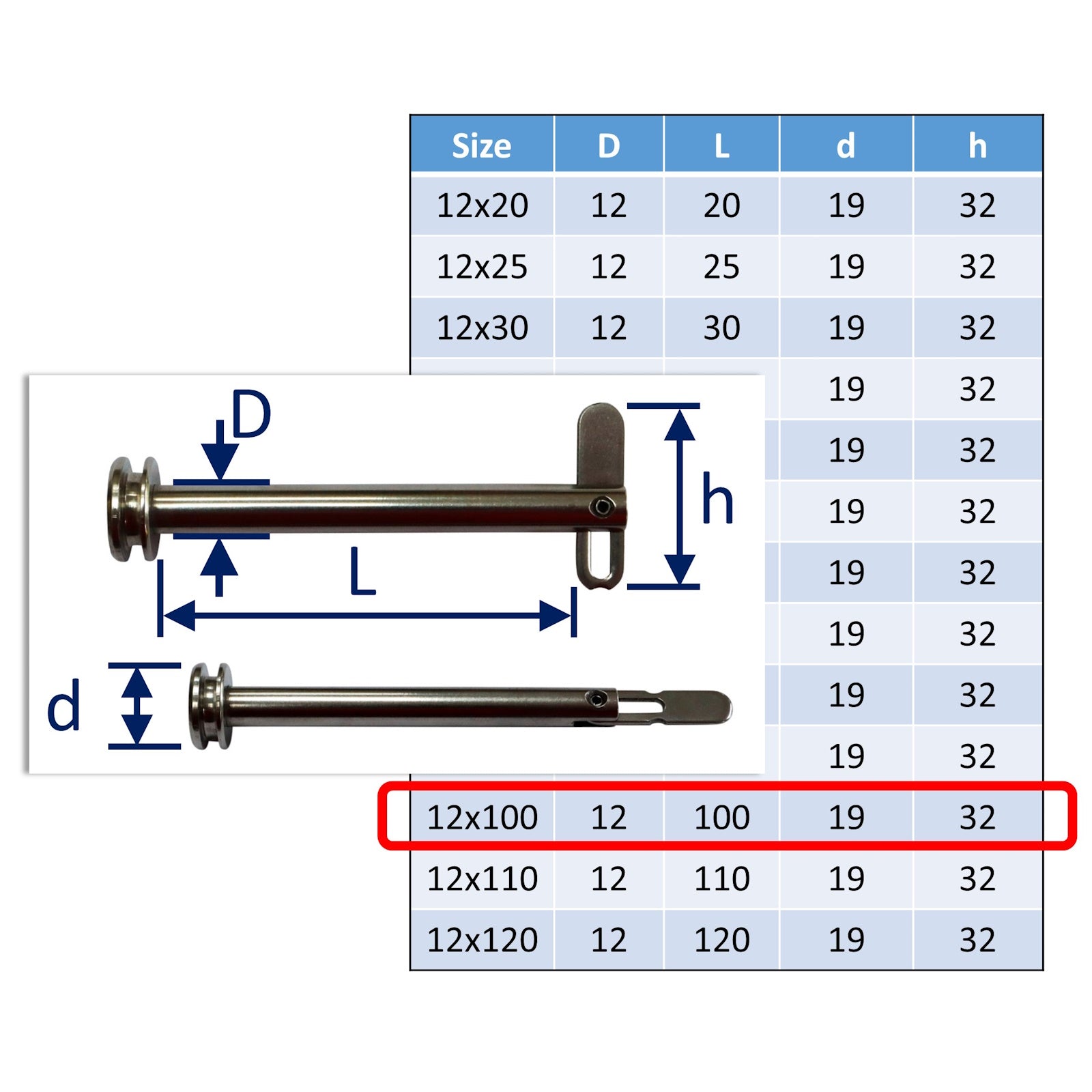 12mm Stainless Steel Pivot Pins With Quick Release Mechanism ...
