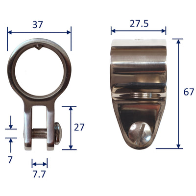 Round Tube Connection Bracket for Lug Attachment, A4 Stainless Steel fits 30mm Diameter Tube