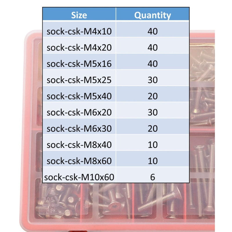 Selection Box Of Socket Countersunk Metric Bolts / Set 