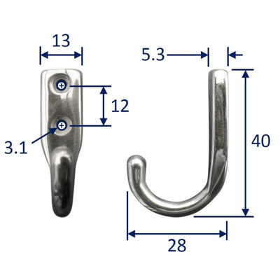 Stainless Steel Coat Hook Polished 316 Stainless Steel For 
