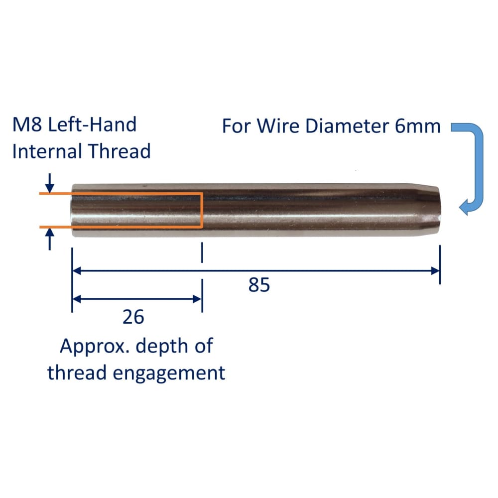 All Thread Ends Stainless Steel Female Threaded Swage Ends Left-hand Thread ...