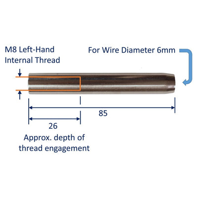 Stainless Steel Female Threaded Swage Ends Left-hand Thread 