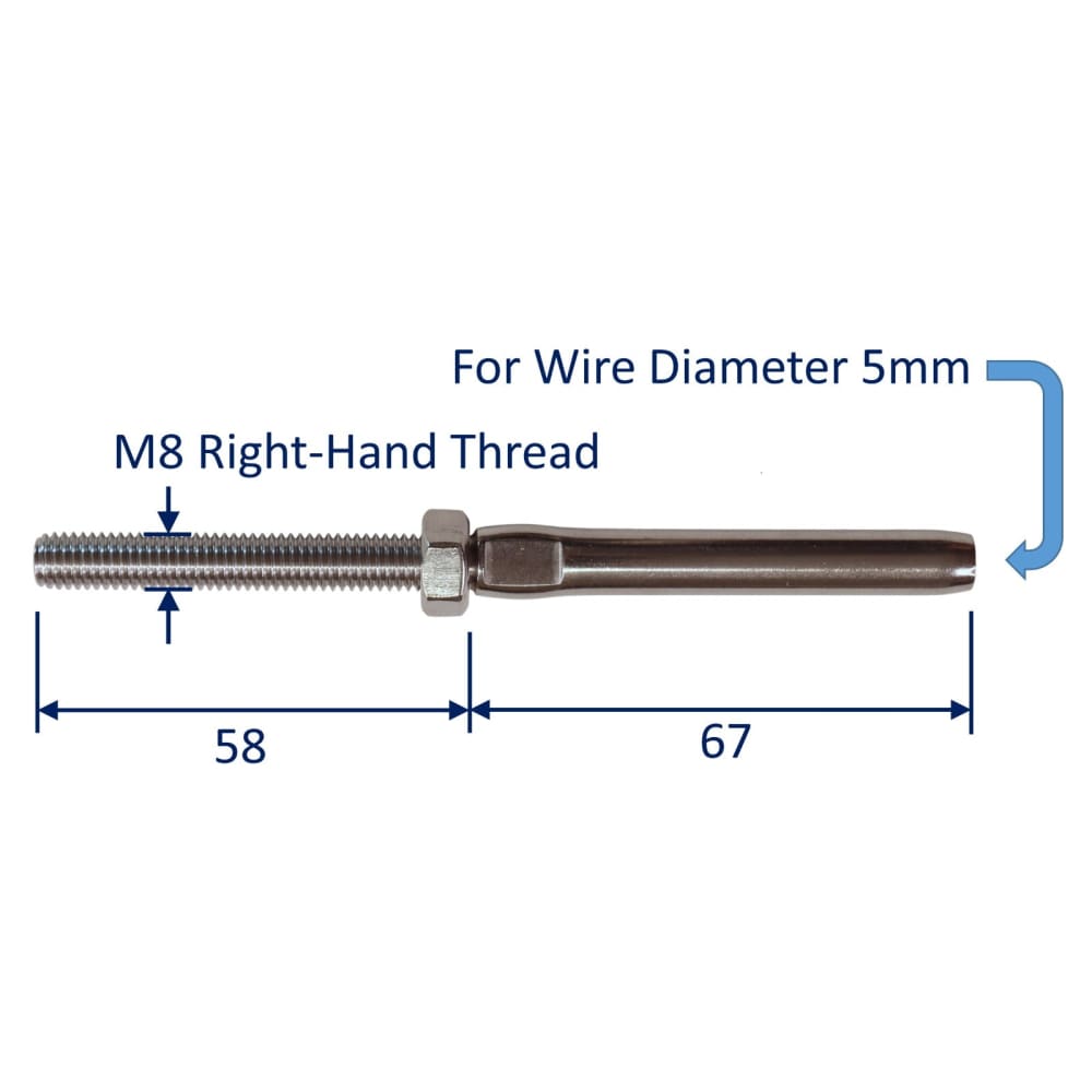 Wire Rope Swaged Threaded Stainless Steel Right Hand Threaded Stud Swage Ends For – Architectural ...