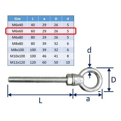 Stainless Steel Threaded Eye Bolt Made From A4 Stainless 