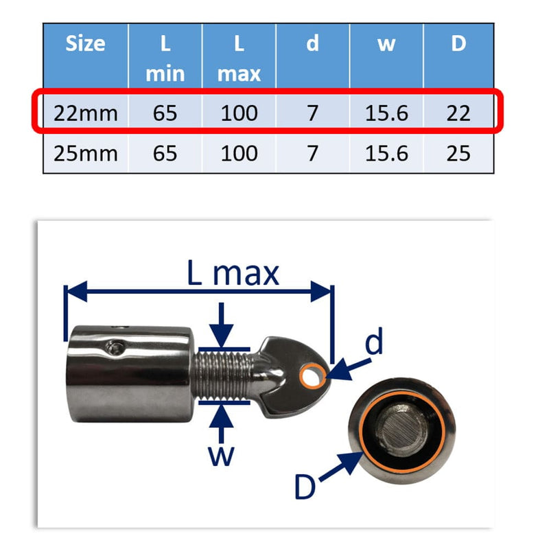 Stainless Steel Tube End Pivot Fitting With Adjustable 