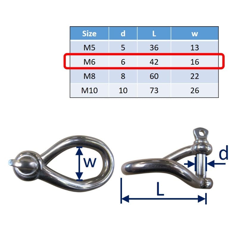 thumbnail interactive-video image 1 of Seachoice 1/2" Stainless Steel Twisted Anchor Shackle – 24,700 Lbs Breaking Strength 1 of 4