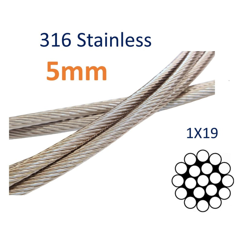 Stainless Steel Wire Rope 316-Grade 1x19 For Guard Rails / 