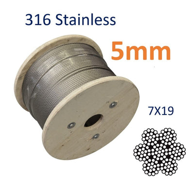 Stainless Steel Wire Rope 316-Grade 7x19 Construction For 