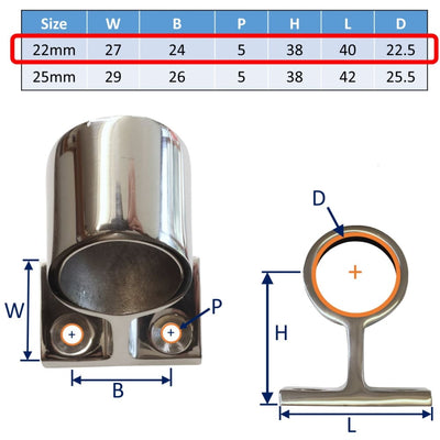 Tube Mounting Bracket (Centre Fitting) In316 Stainless Steel