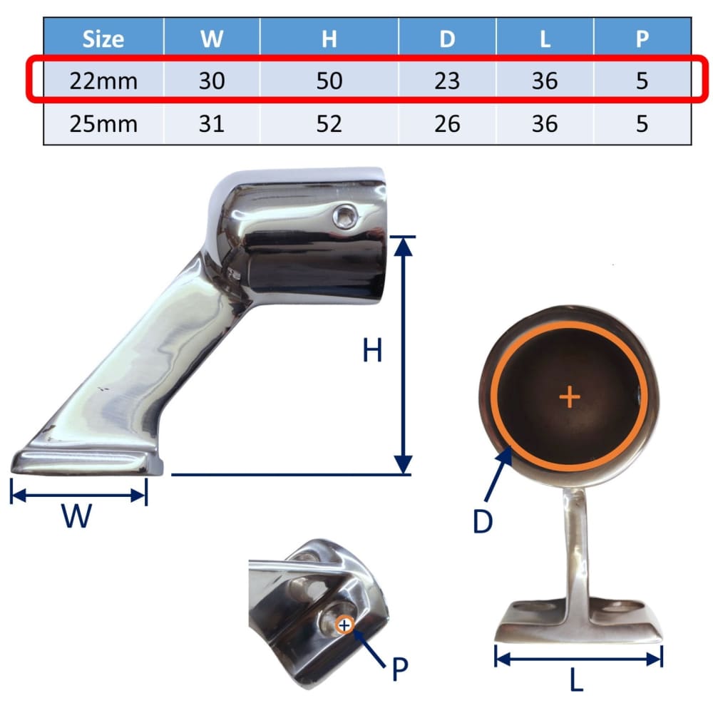 Tube Mounting Bracket (End Fitting) In A4 Stainless Steel ...